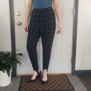 80s/90s Blue and Green Plaid Stirrup Pants‎